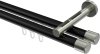 10213146-XX2939 Innenlauf Gardinenstange Aluminium / Metall 20 mm Ø 2-läufig SITENO - Santo Schwarz / Edelstahl-Optik
