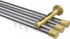 10213147-XX1238 Innenlauf Gardinenstange Aluminium / Metall 20 mm Ø 3-läufig SITENO - Santo Chrom / Messing-Optik