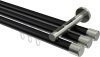 10213147-102939 Innenlauf Gardinenstange Aluminium / Metall 20 mm Ø 3-läufig SITENO - Santo Schwarz / Edelstahl-Optik