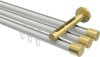 10213147-XX3238 Innenlauf Gardinenstange Aluminium / Metall 20 mm Ø 3-läufig SITENO - Santo Weiß / Messing-Optik