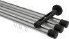 10213147-XX3329 Innenlauf Gardinenstange Aluminium / Metall 20 mm Ø 3-läufig SITENO - Santo Silbergrau / Schwarz
