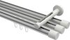 10213147-XX3332 Innenlauf Gardinenstange Aluminium / Metall 20 mm Ø 3-läufig SITENO - Santo Silbergrau / Weiß