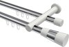 10213312-101232 Innenlauf Gardinenstange Aluminium / Metall 20 mm Ø 2-läufig PLATON - Tanara Chrom / Weiß