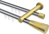 10213312-XX1238 Innenlauf Gardinenstange Aluminium / Metall 20 mm Ø 2-läufig PLATON - Tanara Chrom / Messing-Optik