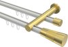 10213312-XX3238 Innenlauf Gardinenstange Aluminium / Metall 20 mm Ø 2-läufig PLATON - Tanara Weiß / Messing-Optik