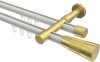 10213326-103238 Innenlauf Gardinenstange Aluminium / Metall 20 mm Ø 2-läufig PRESTIGE - Tanara Weiß / Messing-Optik