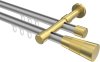 10213326-XX3338 Innenlauf Gardinenstange Aluminium / Metall 20 mm Ø 2-läufig PRESTIGE - Tanara Silbergrau / Messing-Optik