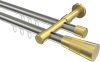10213326-103938 Innenlauf Gardinenstange Edelstahl-Optik / Messing-Optik 20 mm Ø 2-läufig PRESTIGE - Tanara