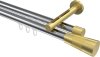 10213346-XX1238 Innenlauf Gardinenstange Aluminium / Metall 20 mm Ø 2-läufig SITENO - Tanara Chrom / Messing-Optik