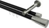 10213346-XX2939 Innenlauf Gardinenstange Aluminium / Metall 20 mm Ø 2-läufig SITENO - Tanara Schwarz / Edelstahl-Optik