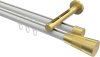 10213346-XX3238 Innenlauf Gardinenstange Aluminium / Metall 20 mm Ø 2-läufig SITENO - Tanara Weiß / Messing-Optik
