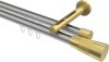 10213346-XX3338 Innenlauf Gardinenstange Aluminium / Metall 20 mm Ø 2-läufig SITENO - Tanara Silbergrau / Messing-Optik