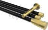 10213347-XX2938 Innenlauf Gardinenstange Aluminium / Metall 20 mm Ø 3-läufig SITENO - Tanara Schwarz / Messing-Optik