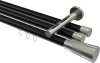 10213347-XX2939 Innenlauf Gardinenstange Aluminium / Metall 20 mm Ø 3-läufig SITENO - Tanara Schwarz / Edelstahl-Optik