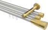 10213347-XX3238 Innenlauf Gardinenstange Aluminium / Metall 20 mm Ø 3-läufig SITENO - Tanara Weiß / Messing-Optik
