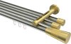 10213347-XX3938 Innenlauf Gardinenstange Edelstahl-Optik / Messing-Optik 20 mm Ø 3-läufig SITENO - Tanara