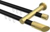 10213412-102938 Innenlauf Gardinenstange Aluminium / Metall 20 mm Ø 2-läufig PLATON - Verano Schwarz / Messing-Optik