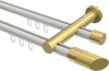 10213412-XX3238 Innenlauf Gardinenstange Aluminium / Metall 20 mm Ø 2-läufig PLATON - Verano Weiß / Messing-Optik
