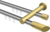10213412-103338 Innenlauf Gardinenstange Aluminium / Metall 20 mm Ø 2-läufig PLATON - Verano Silbergrau / Messing-Optik