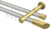 10213426-103238 Innenlauf Gardinenstange Aluminium / Metall 20 mm Ø 2-läufig PRESTIGE - Verano Weiß / Messing-Optik