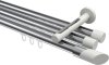 10213447-XX1232 Innenlauf Gardinenstange Aluminium / Metall 20 mm Ø 3-läufig SITENO - Verano Chrom / Weiß