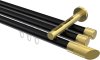 10213447-XX2938 Innenlauf Gardinenstange Aluminium / Metall 20 mm Ø 3-läufig SITENO - Verano Schwarz / Messing-Optik
