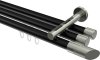 10213447-XX2939 Innenlauf Gardinenstange Aluminium / Metall 20 mm Ø 3-läufig SITENO - Verano Schwarz / Edelstahl-Optik