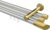 10213447-XX3238 Innenlauf Gardinenstange Aluminium / Metall 20 mm Ø 3-läufig SITENO - Verano Weiß / Messing-Optik