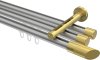 10213447-XX3338 Innenlauf Gardinenstange Aluminium / Metall 20 mm Ø 3-läufig SITENO - Verano Silbergrau / Messing-Optik