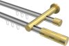 10213512-XX3338 Innenlauf Gardinenstange Aluminium / Metall 20 mm Ø 2-läufig PLATON - Mavell Silbergrau / Messing-Optik