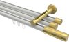 10213547-XX3238 Innenlauf Gardinenstange Aluminium / Metall 20 mm Ø 3-läufig SITENO - Mavell Weiß / Messing-Optik