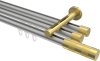 10213547-XX3338 Innenlauf Gardinenstange Aluminium / Metall 20 mm Ø 3-läufig SITENO - Mavell Silbergrau / Messing-Optik