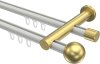 10213612-XX3238 Innenlauf Gardinenstange Aluminium / Metall 20 mm Ø 2-läufig PLATON - Luino Weiß / Messing-Optik