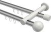 10213612-103332 Innenlauf Gardinenstange Aluminium / Metall 20 mm Ø 2-läufig PLATON - Luino Silbergrau / Weiß
