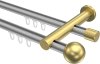 10213612-XX3338 Innenlauf Gardinenstange Aluminium / Metall 20 mm Ø 2-läufig PLATON - Luino Silbergrau / Messing-Optik