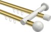 10213612-XX3832 Innenlauf Gardinenstange Aluminium / Metall 20 mm Ø 2-läufig PLATON - Luino Messing-Optik / Weiß