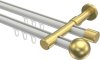 10213626-XX3238 Innenlauf Gardinenstange Aluminium / Metall 20 mm Ø 2-läufig PRESTIGE - Luino Weiß / Messing-Optik