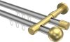 10213626-103338 Innenlauf Gardinenstange Aluminium / Metall 20 mm Ø 2-läufig PRESTIGE - Luino Silbergrau / Messing-Optik