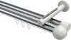 10213646-XX1232 Innenlauf Gardinenstange Aluminium / Metall 20 mm Ø 2-läufig SITENO - Luino Chrom / Weiß