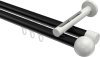 10213646-XX2932 Innenlauf Gardinenstange Aluminium / Metall 20 mm Ø 2-läufig SITENO - Luino Schwarz / Weiß