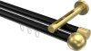 10213646-XX2938 Innenlauf Gardinenstange Aluminium / Metall 20 mm Ø 2-läufig SITENO - Luino Schwarz / Messing-Optik