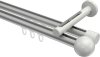 10213646-XX3332 Innenlauf Gardinenstange Aluminium / Metall 20 mm Ø 2-läufig SITENO - Luino Silbergrau / Weiß
