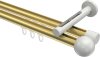 10213646-XX3832 Innenlauf Gardinenstange Aluminium / Metall 20 mm Ø 2-läufig SITENO - Luino Messing-Optik / Weiß