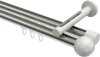 10213646-103932 Innenlauf Gardinenstange Aluminium / Metall 20 mm Ø 2-läufig SITENO - Luino Edelstahl-Optik / Weiß