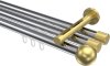 10213647-XX1238 Innenlauf Gardinenstange Aluminium / Metall 20 mm Ø 3-läufig SITENO - Luino Chrom / Messing-Optik