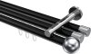 10213647-XX2912 Innenlauf Gardinenstange Aluminium / Metall 20 mm Ø 3-läufig SITENO - Luino Schwarz / Chrom