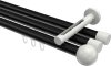 10213647-XX2932 Innenlauf Gardinenstange Aluminium / Metall 20 mm Ø 3-läufig SITENO - Luino Schwarz / Weiß