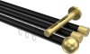 10213647-XX2938 Innenlauf Gardinenstange Aluminium / Metall 20 mm Ø 3-läufig SITENO - Luino Schwarz / Messing-Optik