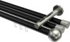 10213647-XX2939 Innenlauf Gardinenstange Aluminium / Metall 20 mm Ø 3-läufig SITENO - Luino Schwarz / Edelstahl-Optik