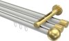 10213647-XX3238 Innenlauf Gardinenstange Aluminium / Metall 20 mm Ø 3-läufig SITENO - Luino Weiß / Messing-Optik